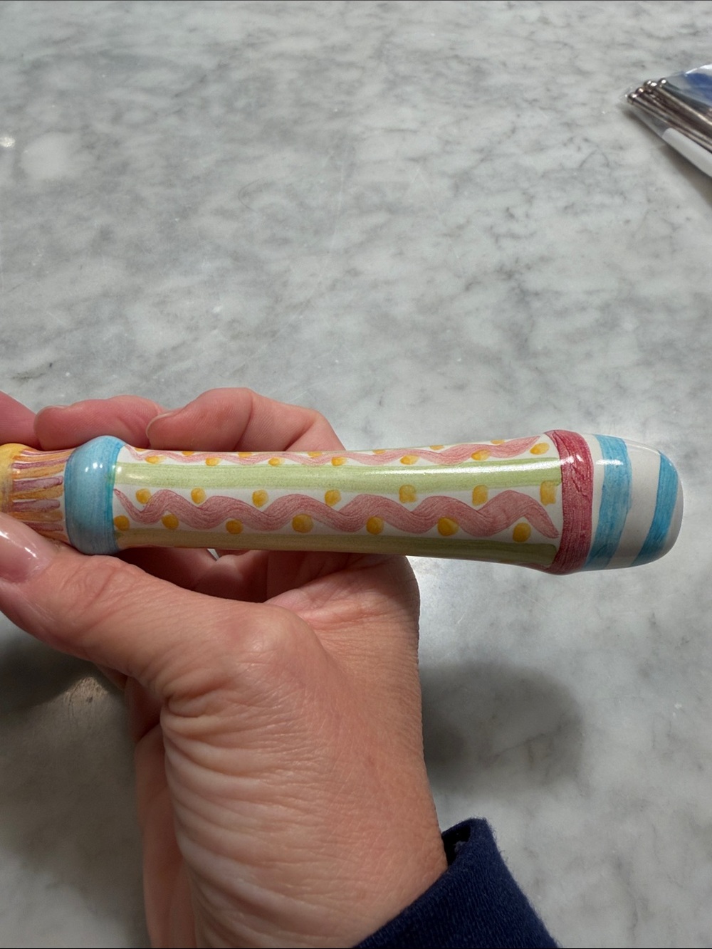 Mackenzie-Childs  Ceramic-Handled Pie Server - Pastel Pattern - Picture 7 of 7